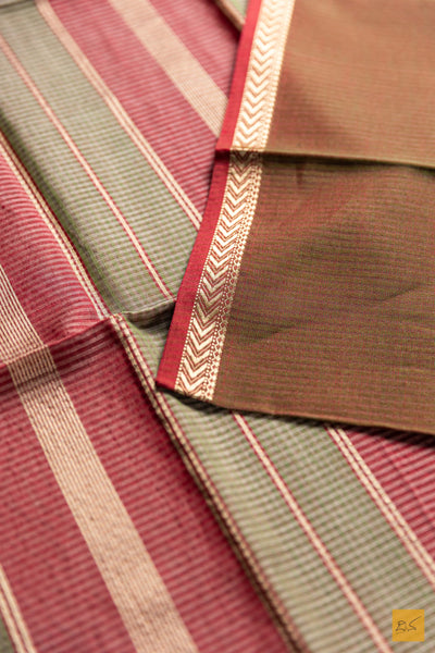 Saparya- Green Maheshwari Silk Cotton Handwoven Saree