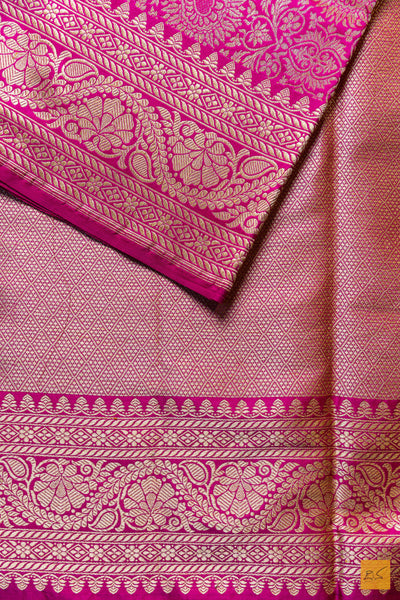 Asmitha- Pink Banarasi Katan Silk Brocade Handwoven Saree