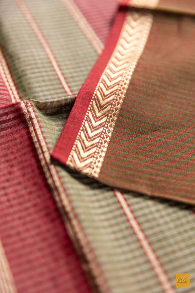 Saparya- Green Maheshwari Silk Cotton Handwoven Saree