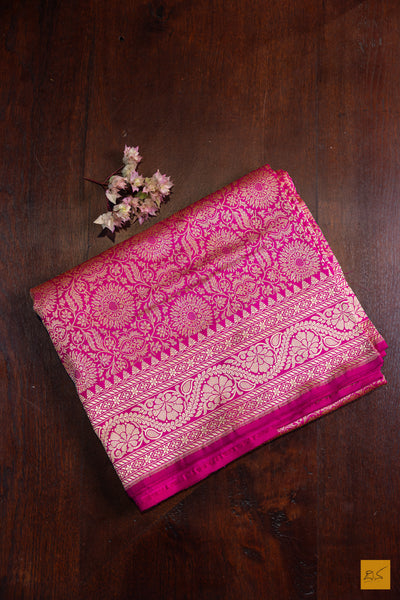 Asmitha- Pink Banarasi Katan Silk Brocade Handwoven Saree