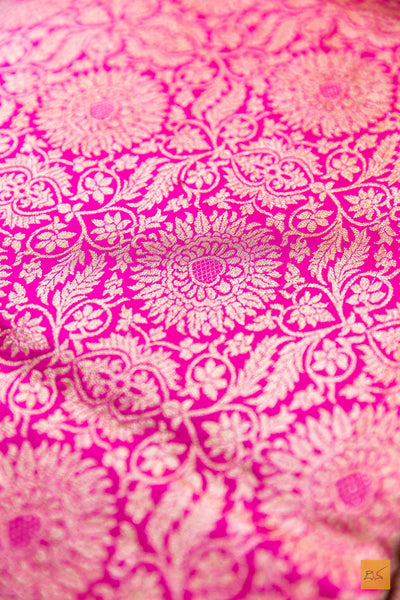 Asmitha- Pink Banarasi Katan Silk Brocade Handwoven Saree