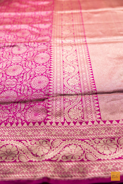 Asmitha- Pink Banarasi Katan Silk Brocade Handwoven Saree