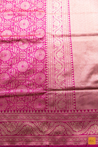 Asmitha- Pink Banarasi Katan Silk Brocade Handwoven Saree