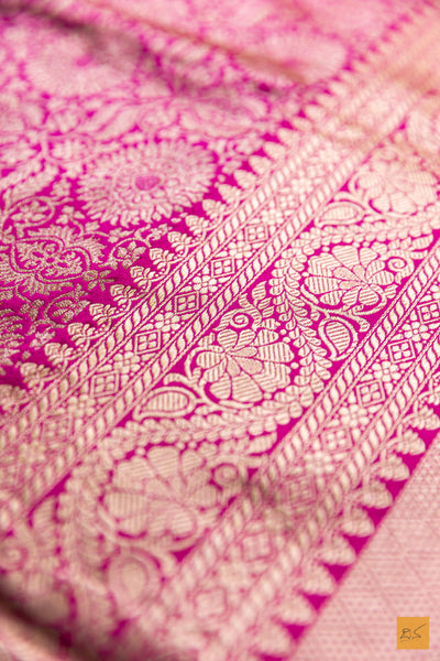 Asmitha- Pink Banarasi Katan Silk Brocade Handwoven Saree