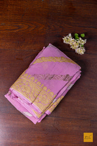 Gulabo- Taffy Pink Banarasi Georgette Handwoven Saree