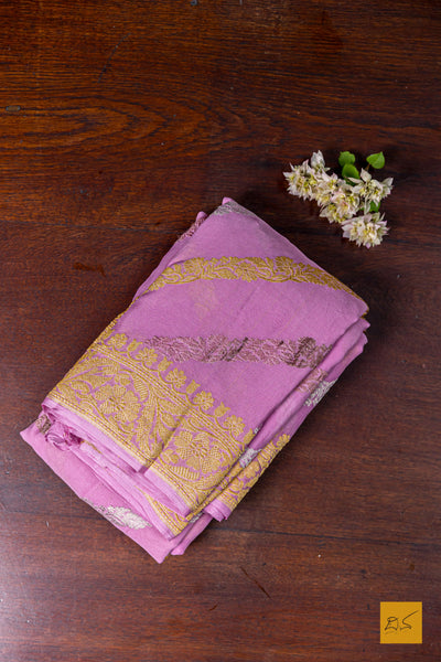 Gulabo- Taffy Pink Banarasi Georgette Handwoven Saree