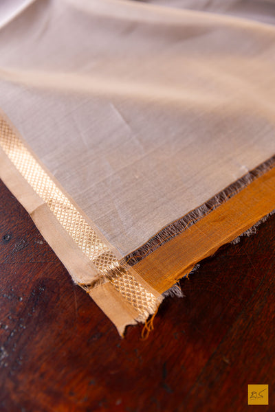 Ananya- White Maheshwari Hand Painted Silk Cotton Handwoven Saree