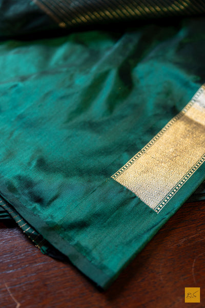 Asha- Green Banarasi Katan Silk Handwoven Saree