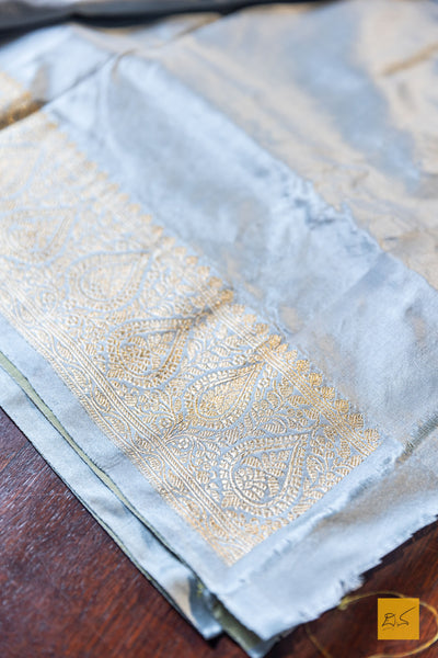 Kshobhini - Green Banarasi Katan Silk Handwoven Saree