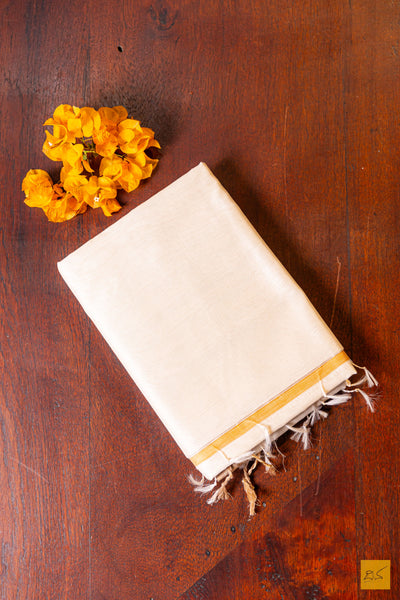Ananya- White Maheshwari Hand Painted Silk Cotton Handwoven Saree