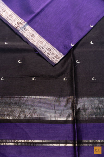 Shyamala- Purple Maheshwari Silk Cotton Handwoven Saree