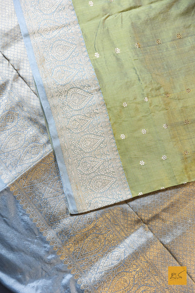 Kshobhini - Green Banarasi Katan Silk Handwoven Saree