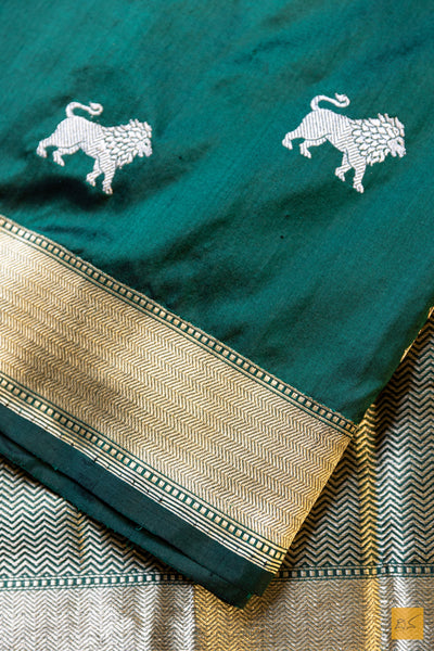 Asha- Green Banarasi Katan Silk Handwoven Saree