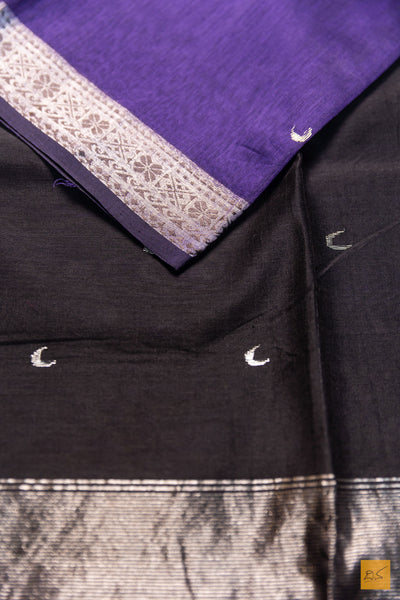 Shyamala- Purple Maheshwari Silk Cotton Handwoven Saree