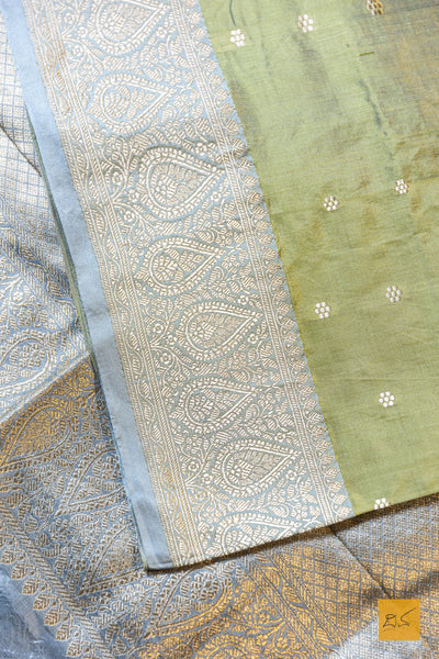 Kshobhini - Green Banarasi Katan Silk Handwoven Saree