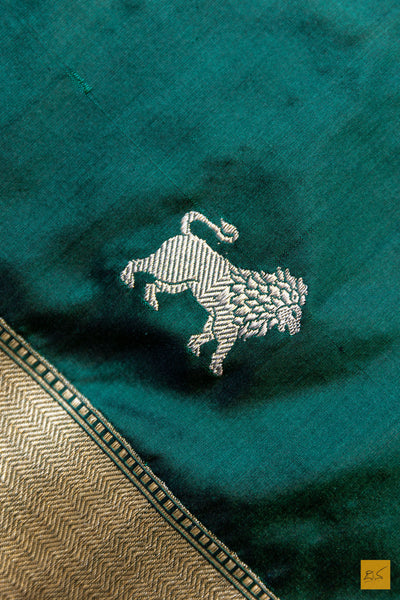 Asha- Green Banarasi Katan Silk Handwoven Saree
