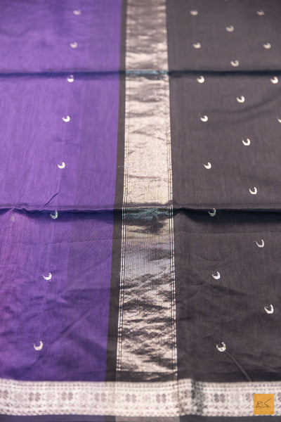 Shyamala- Purple Maheshwari Silk Cotton Handwoven Saree