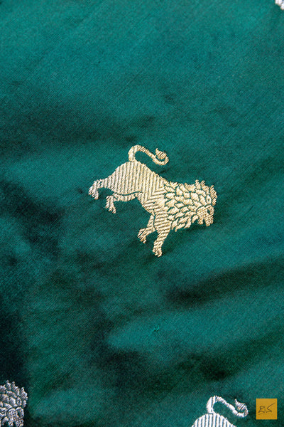 Asha- Green Banarasi Katan Silk Handwoven Saree