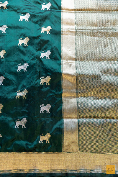 Asha- Green Banarasi Katan Silk Handwoven Saree