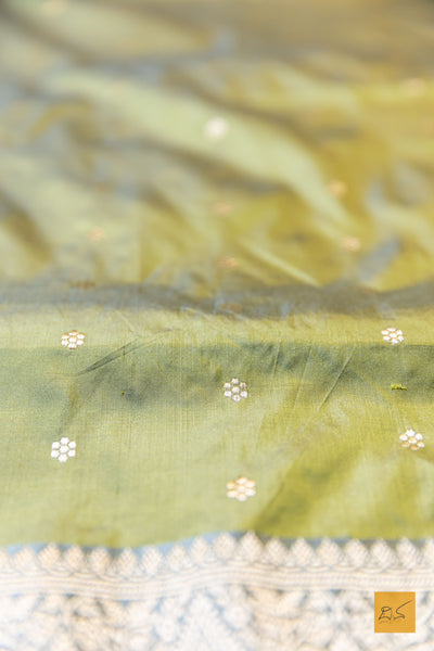 Kshobhini - Green Banarasi Katan Silk Handwoven Saree