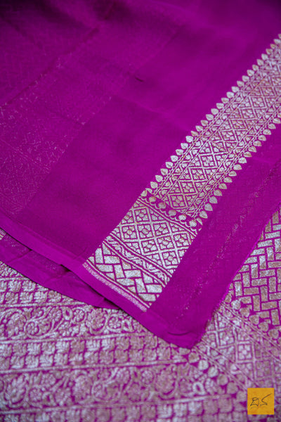 Magenta Brocade Banarasi Georgette Saree