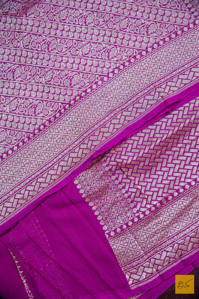 Magenta Brocade Banarasi Georgette Saree