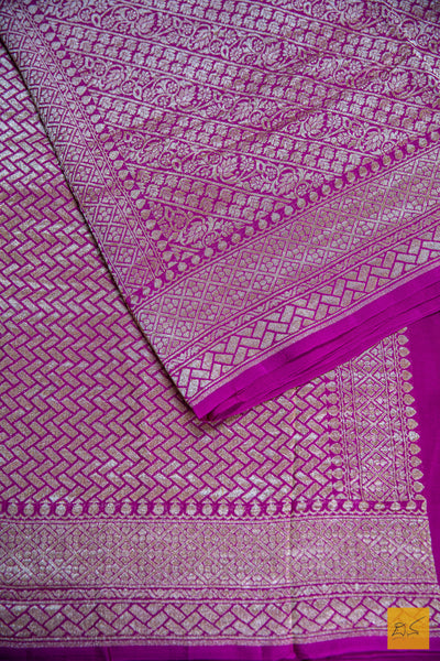 Magenta Brocade Banarasi Georgette Saree