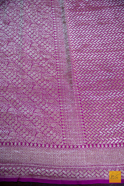 Magenta Brocade Banarasi Georgette Saree