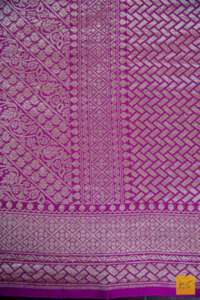 Magenta Brocade Banarasi Georgette Saree