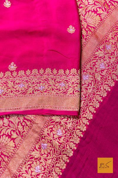 Ranjani- Pink Banarasi Georgette Handwoven Saree