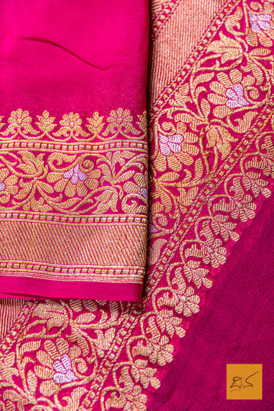 Ranjani- Pink Banarasi Georgette Handwoven Saree