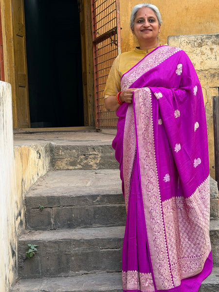 Saketheshi - Purple Banarasi Munga Silk Handwoven Saree