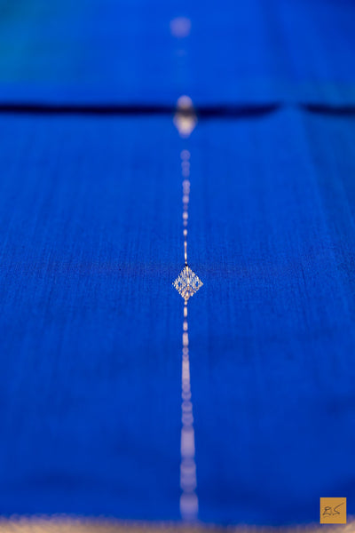 Nayana- Blue-Green Maheshwari Silk Cotton Handwoven Saree