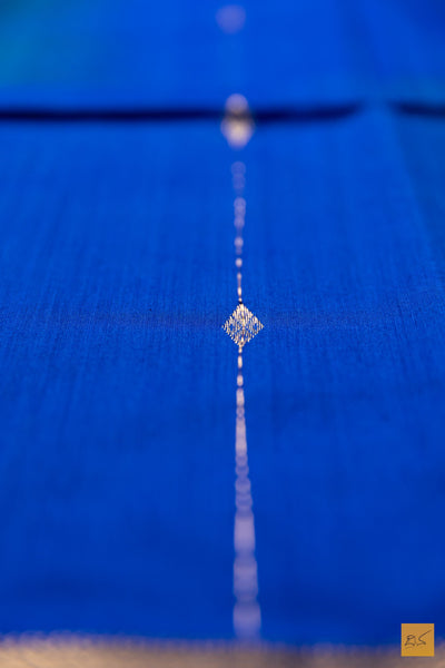 Nayana- Blue-Green Maheshwari Silk Cotton Handwoven Saree