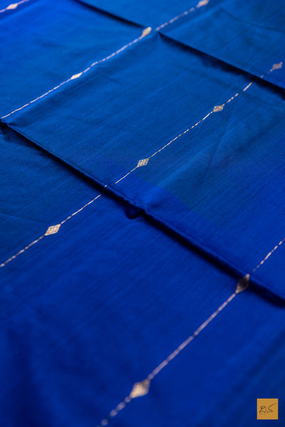 Nayana- Blue-Green Maheshwari Silk Cotton Handwoven Saree