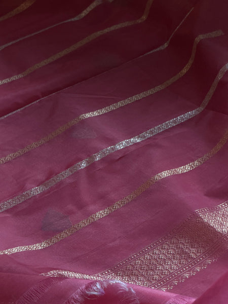 Nishpanka - Pink Banarasi Kora Silk Organza Handwoven saree