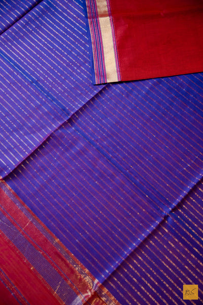 Achala- Maroon Maheshwari Silk Cotton Handwoven Saree