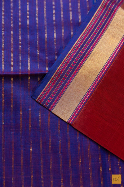 Achala- Maroon Maheshwari Silk Cotton Handwoven Saree