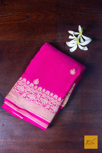 Ranjani- Pink Banarasi Georgette Handwoven Saree