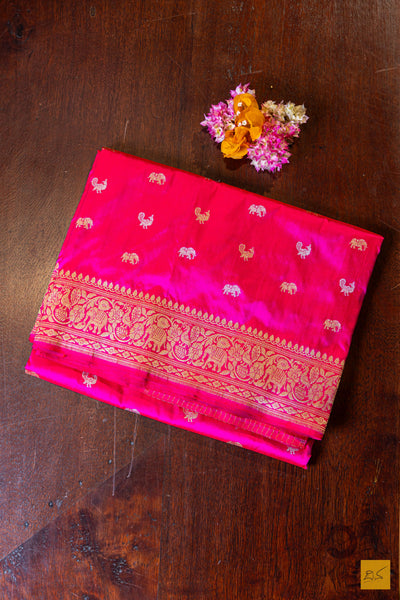 Ashwini- Pink Banarasi Katan Silk Handwoven Saree