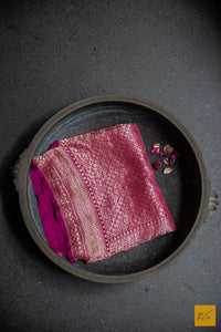 Magenta Brocade Banarasi Georgette Saree