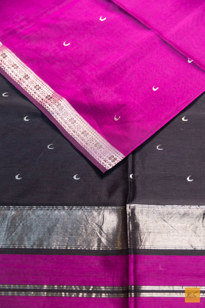 Latha- Pink Maheshwari Silk Cotton Handwoven Saree