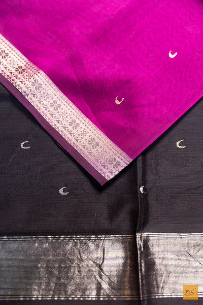 Latha- Pink Maheshwari Silk Cotton Handwoven Saree