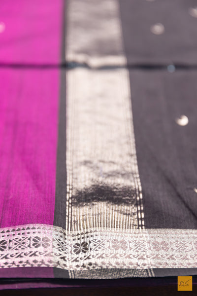 Latha- Pink Maheshwari Silk Cotton Handwoven Saree