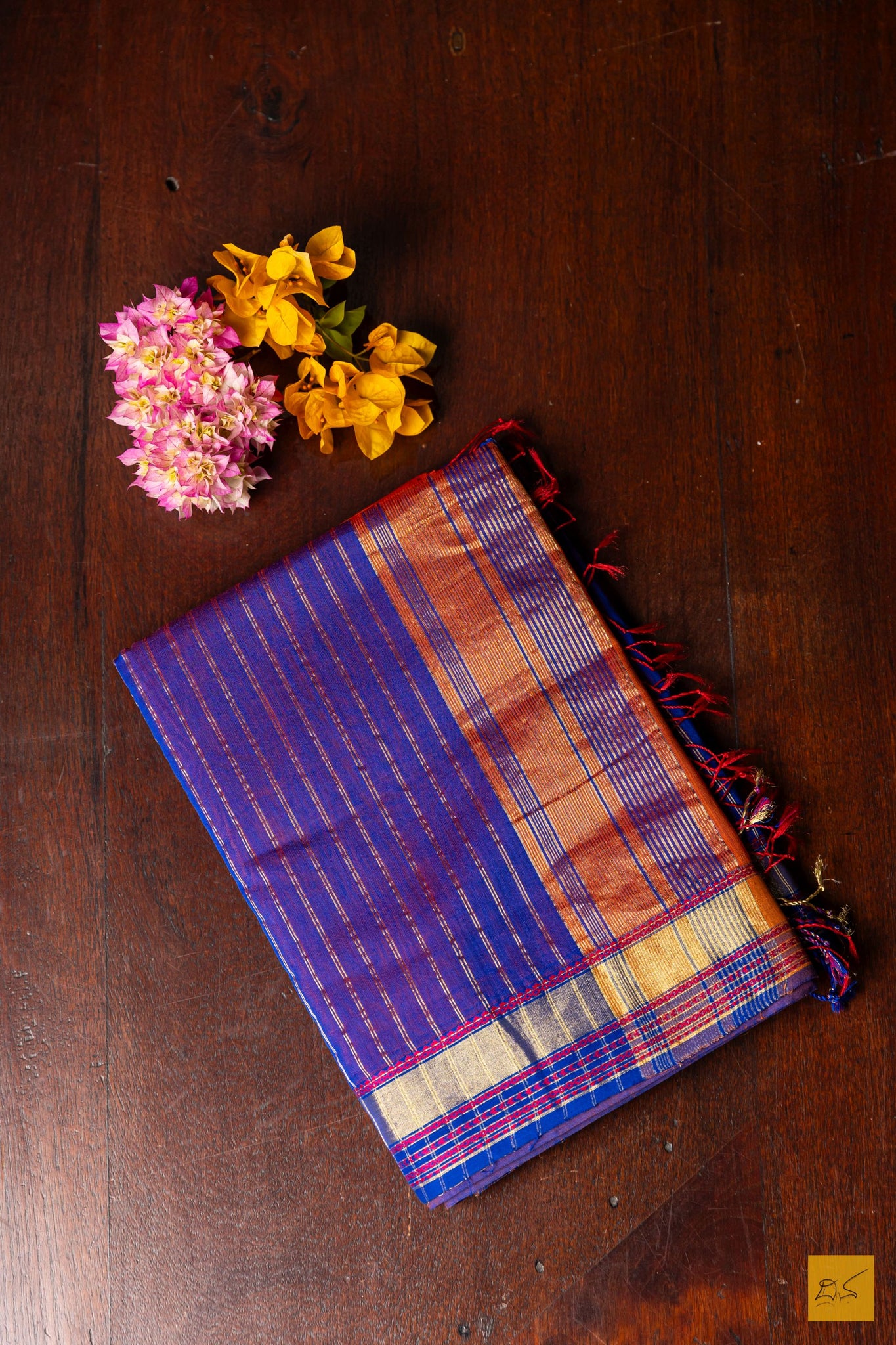 Hamsa- Orange Maheshwari Silk Cotton Handwoven Saree