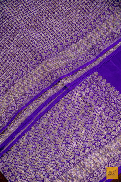 Purple Brocade Banarasi Georgette Saree