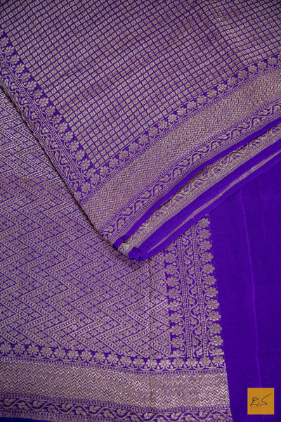 Purple Brocade Banarasi Georgette Saree