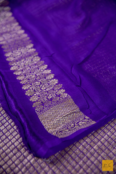 Purple Brocade Banarasi Georgette Saree