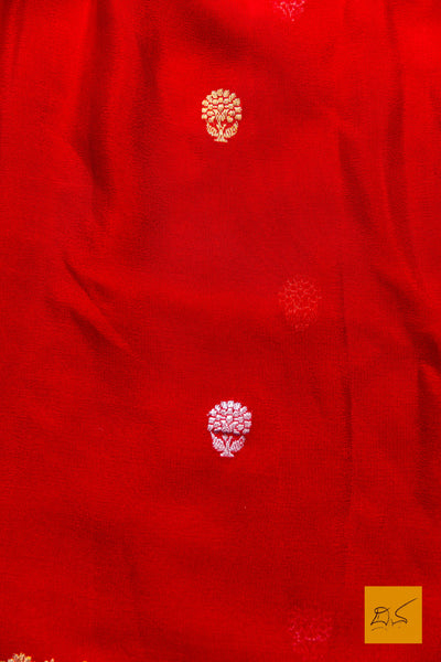 Rudrapriya- Red Banarasi Georgette Handwoven Saree
