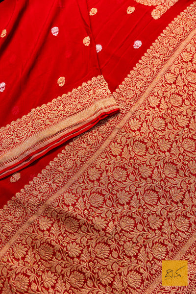 Rudrapriya- Red Banarasi Georgette Handwoven Saree
